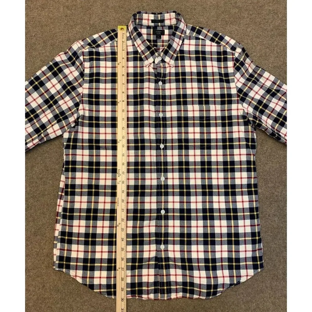 J Crew Oxford Plaid Shirt Mens XL Slim Fit OCBD Long Sleeve Button Down